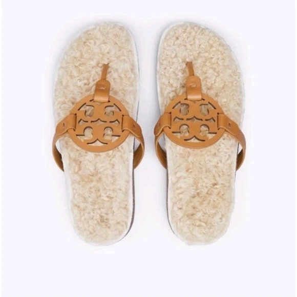 Tory Burch Shoes - Tory Burch Miller Cloud  Shearling Leather Sandals Thongs Flip Flops 8.5, NIB!
